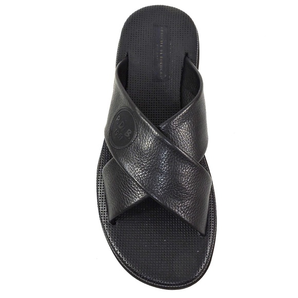 PRINCIPE DI BOLOGNA ?? MEN\'S BLACK SOFT LEATHER COMFORT SUMMER FLAT SANDALS main image 4